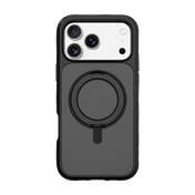 Rear view displaying the tactical matte finish of the Laut CARBON MATTER protective case for iPhone 17 Pro in Midnight at Tradeline.