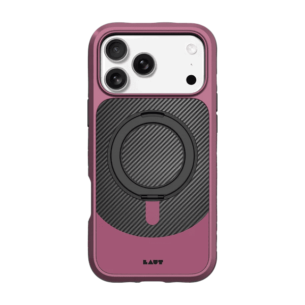 Rear view of the sleek Laut CARBON MATTER armor case for iPhone 17 Pro in Wine Red colorway available at Tradeline.