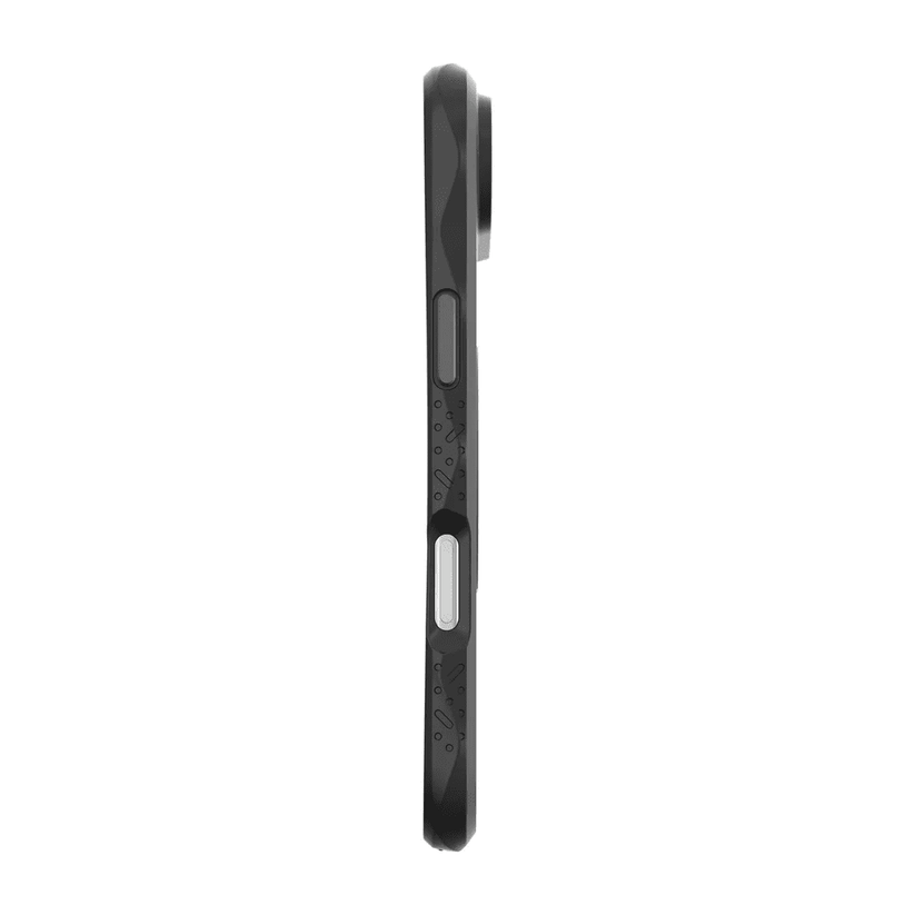 Side  view highlighting the impact-resistant bumper frame of the Laut CARBON MATTER iPhone Air Midnight case from Tradeline Egypt.