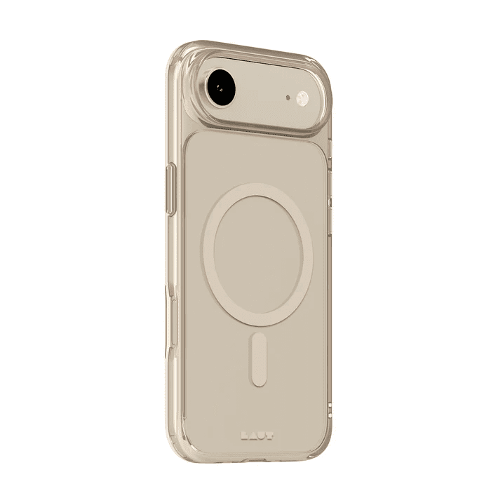 Back side profile detailing the neon frame styling of the Laut CRYSTAL FLURO iPhone Air Light Gold case from Tradeline Egypt.