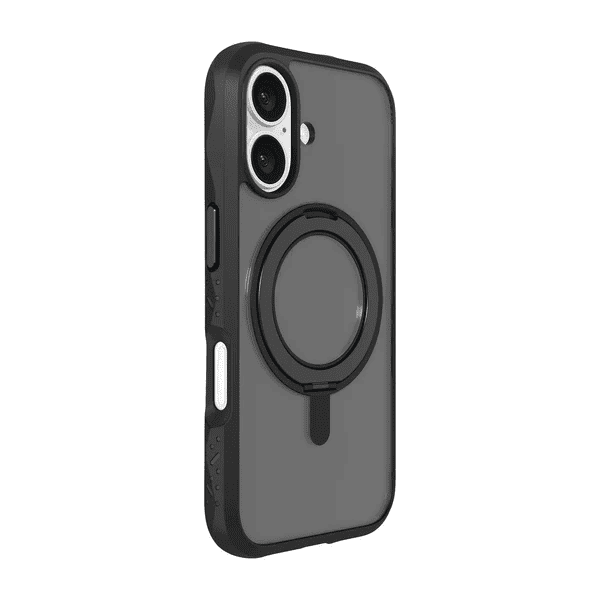 Back side view detailing the wave-style impact absorption rims of the Laut CRYSTAL MATTER iPhone 16 Midnight case available at Tradeline Egypt.