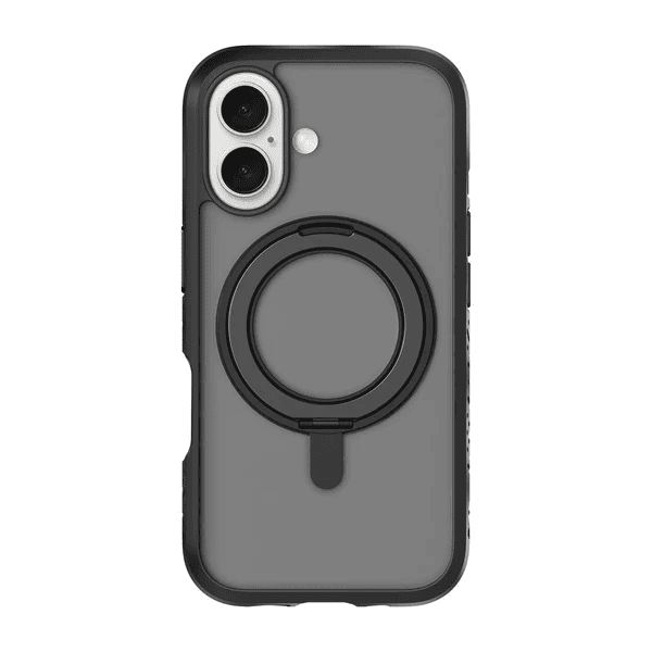 Rear view of the rugged Laut CRYSTAL MATTER protective case for iPhone 16 in Midnight blue finish from Tradeline.