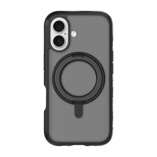 Rear view of the rugged Laut CRYSTAL MATTER protective case for iPhone 16 in Midnight blue finish from Tradeline.