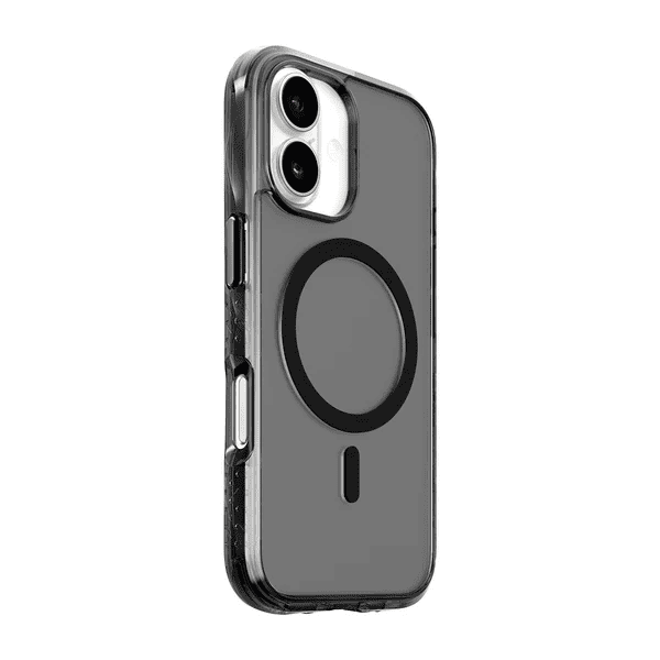 Back side profile showing the integrated button coverage of the Laut CRYSTAL MATTER X iPhone 17 Black Crystal case available at Tradeline Egypt.
