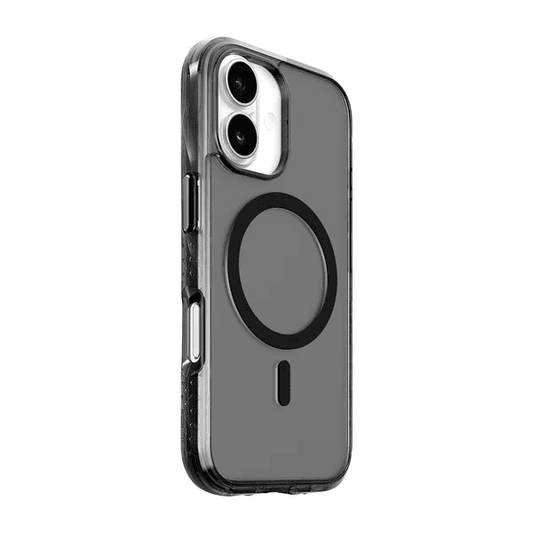 Back side profile showing the integrated button coverage of the Laut CRYSTAL MATTER X iPhone 17 Black Crystal case available at Tradeline Egypt.