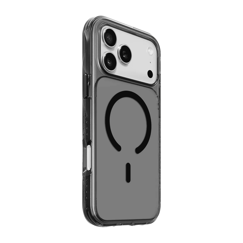 Back side profile detailing the sleek shockproof design of the Laut CRYSTAL MATTER X iPhone 17 Pro Black Crystal case at Tradeline Egypt.