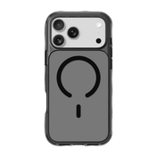Rear view of the dark tinted Laut CRYSTAL MATTER X case for iPhone 17 Pro in Black Crystal colorway from Tradeline.