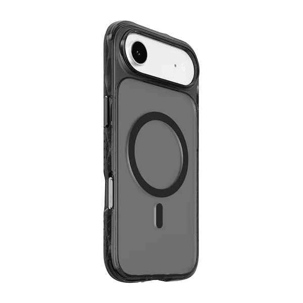 Side profile detailing the sleek shockproof design of the Laut CRYSTAL MATTER X iPhone Air Black Crystal case at Tradeline Egypt.