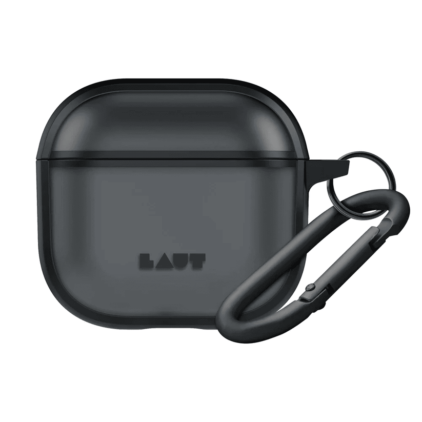 Front view of the sleek matte LAUT HUEX PROTECT everyday case for AirPods 4 in Black available at Tradeline Egypt.