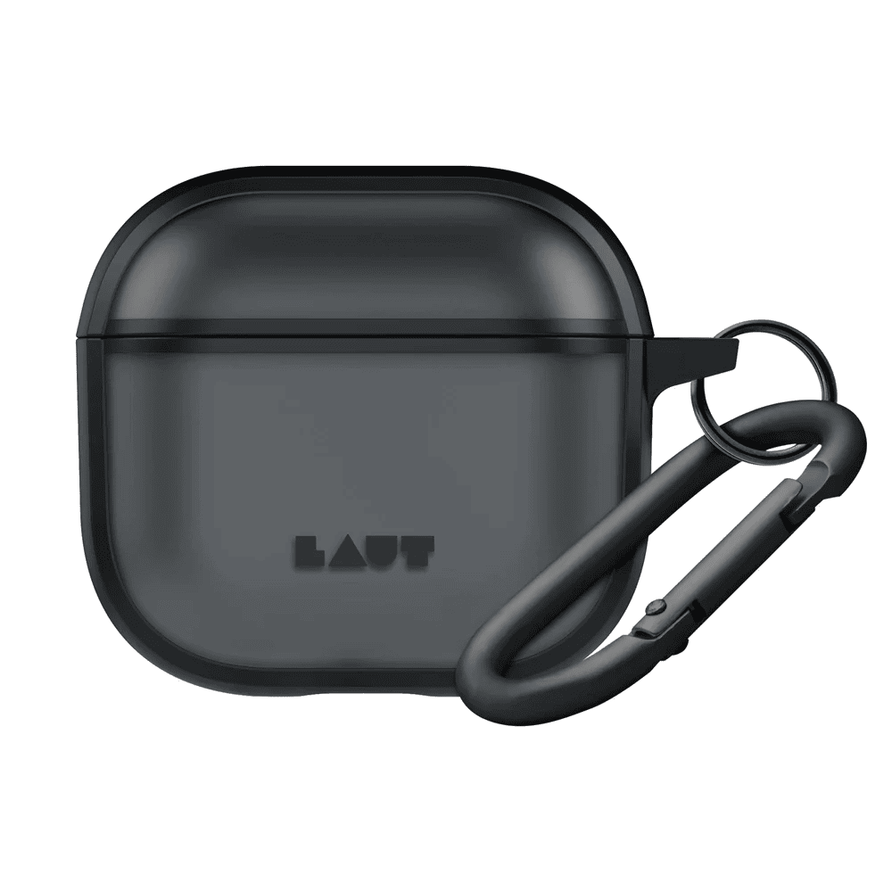 Front view of the sleek matte LAUT HUEX PROTECT everyday case for AirPods 4 in Black available at Tradeline Egypt.
