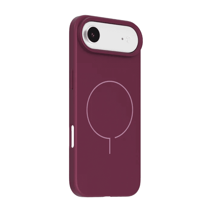 Side view displaying the minimalist form factor of the Laut HUEX SLIM case for iPhone Air Mauve Wine at Tradeline.