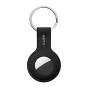 Minimalist front view of the sleek, matte LAUT HUEX TAG case for AirTag in Black available at Tradeline.
