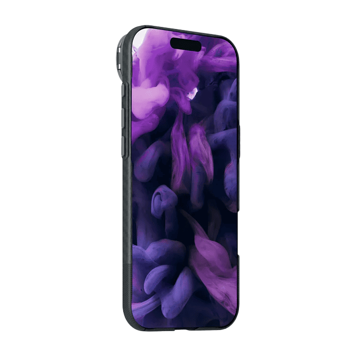 front view of the premium Laut KEV PROTECT Dupont Aramid Fiber case for iPhone Air in Black showing the textured weave finish at Tradeline.
