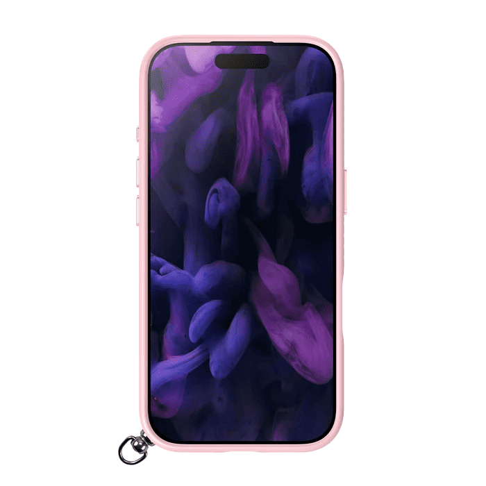 Front view demonstrating the impact-resistant display frame of the Laut KEYKO POP case for iPhone 17 Pro Max Rosy Wave from Tradeline Egypt.