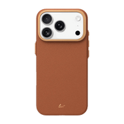 Rear view of the sophisticated Laut LUXEDGE executive case for iPhone 17 Pro in Luxe Brown color option from Tradeline.