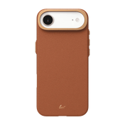 Rear view of the premium Laut LUXEDGE case for iPhone Air in Luxe Brown showing the faux leather style finish available at Tradeline.