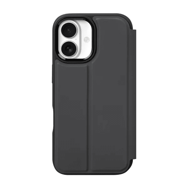 Rear view showcasing the everyday impact protection of the Laut MagFolio case for iPhone 17 in Black at Tradeline