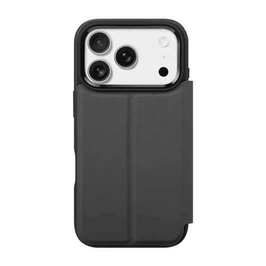 Rear view of the protective Laut MagFolio folio cover for iPhone 17 Pro Max in Black available at Tradeline.
