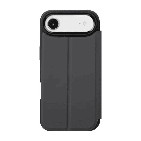 Rear view of the premium Laut MagFolio wallet case for iPhone Air in Black colorway available at Tradeline.