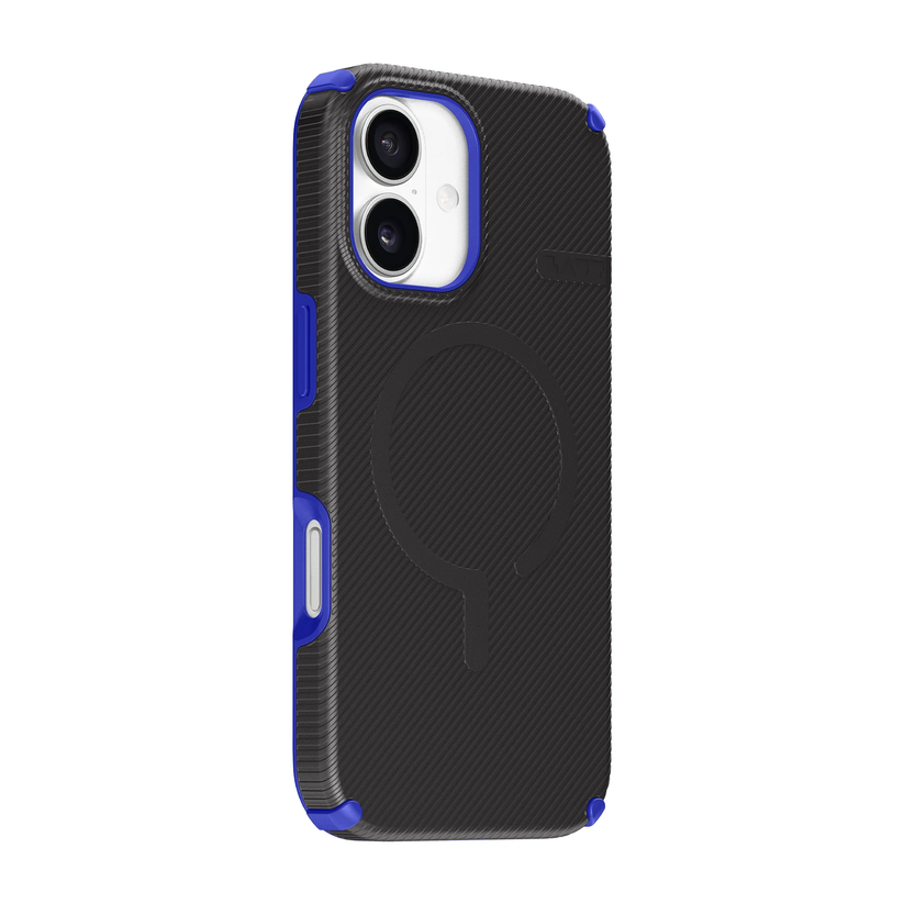 Back side profile view highlighting the dense protective chassis of the Laut SHIELD FLUX iPhone 17 Midnight Blue case from Tradeline Egypt.