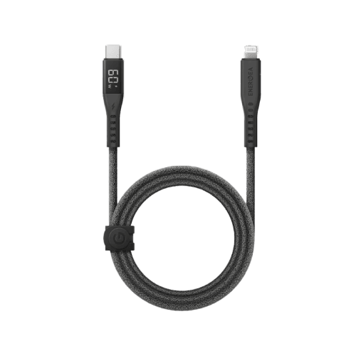كابل ENERGEA Flow من Lightning إلى USB-C مع شاشة بطول 1.5 متر - أسود