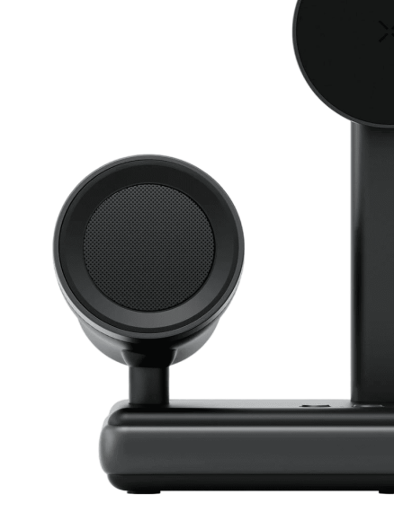 شاحن لاسلكي ENERGEA MagAudio Stand معتمد بتقنية Qi2 للشحن اللاسلكي وحامل صوتي - رمادي غامق
