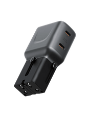 ENERGEA TravelGo Adapter 45 With 2 Port USB-C 45W - GUNMETAL BLACK
